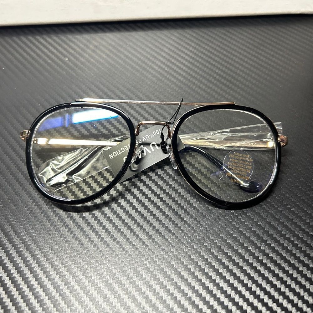 Black Aviator Glasses with Double-Bridge Design
